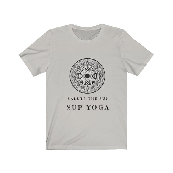 A 'Salute The Sun' Mandala Tee for SUP - Paddleboard - Standup Yoga Lovers of Nature and  Vibrant Personal Health