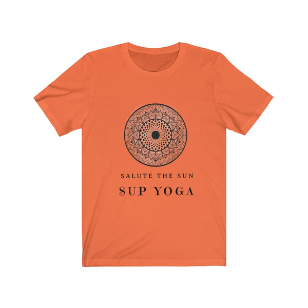 A 'Salute The Sun' Mandala Tee for SUP - Paddleboard - Standup Yoga Lovers of Nature and  Vibrant Personal Health