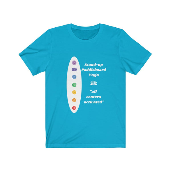 Short Sleeve 'Chakra' Tee for those who practice  SUP - Paddleboard - Standup Yoga