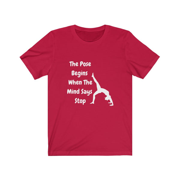 The Pose Begins White on Black Tee-shirt for SUP Paddleboard Standup Yoga