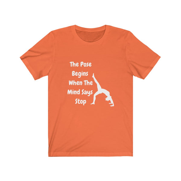 The Pose Begins White on Black Tee-shirt for SUP Paddleboard Standup Yoga