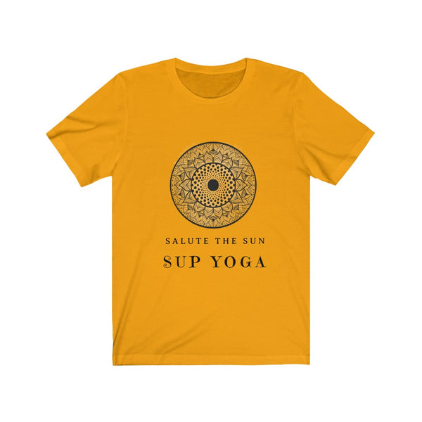 A 'Salute The Sun' Mandala Tee for SUP - Paddleboard - Standup Yoga Lovers of Nature and  Vibrant Personal Health