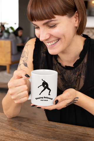 A quality "Staying Balanced" mug for the SUP - Paddleboard - Standup Yoga devotees