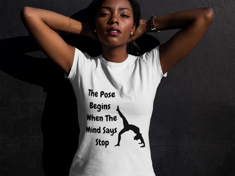 'The Pose Begins' Tees-shirt for SUP Paddleboard Standup Yoga Devotees