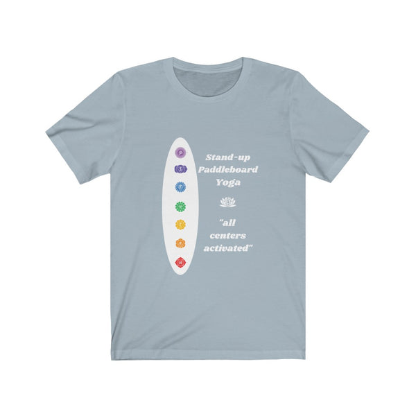 Short Sleeve 'Chakra' Tee for those who practice  SUP - Paddleboard - Standup Yoga